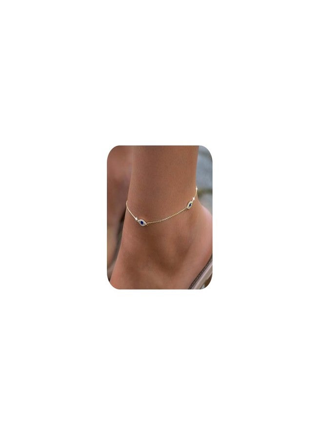 LEXODY Silver/Gold Anklets for Women, Sterling Silver Evil Eye Ankle Bracelets for Women Trendy Dainty Waterproof Anklets Set Adjustable Layered Anklet Bracelets for Women Silver Jewelry Gift - Image 1